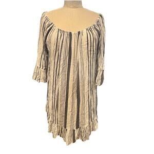 Frazzle Off Shoulder Striped Tunic /DressXL Lightweight Ruffle Accents